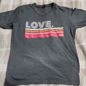 Woman's Love Graphic Tee - Gray and Pink